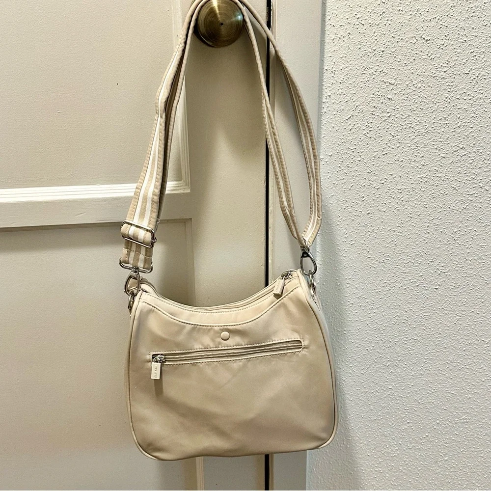 IHKWIP Side Stripe Saddle Crossbody Nylon Bag Sand Beige